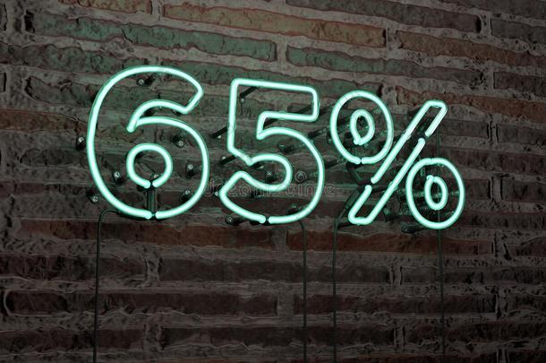 65%-在砖墙背景上真实的霓虹灯标志-3D提供版税免费股票<strong>形象</strong>