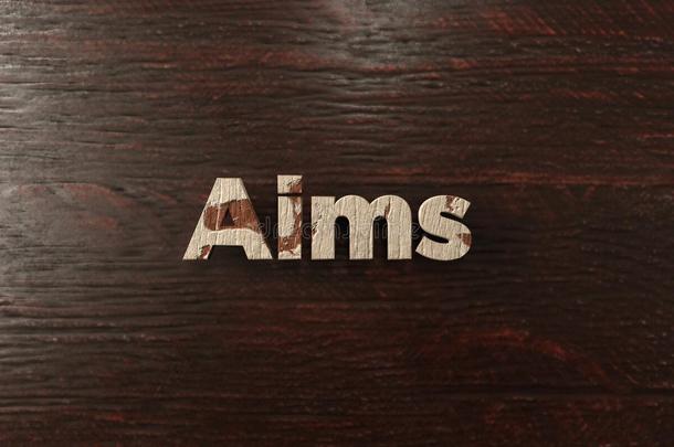 aims-枫树上肮脏的木质标题-3d渲染的免版税<strong>库存</strong>图像