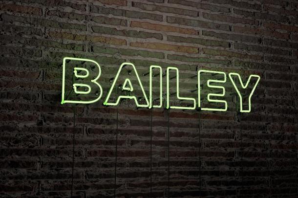 贝利-现实的霓虹灯标志在砖墙背景-3D渲染版税免费股票形象