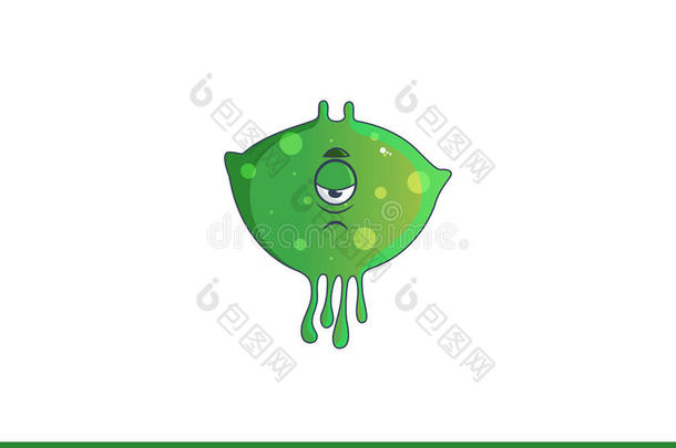 可爱的绿色怪物生病了。