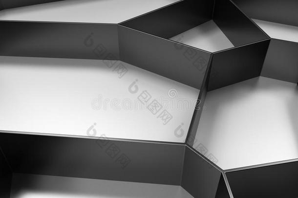 彩色背景上抽象的黑色三维Voronoi<strong>栅格</strong>