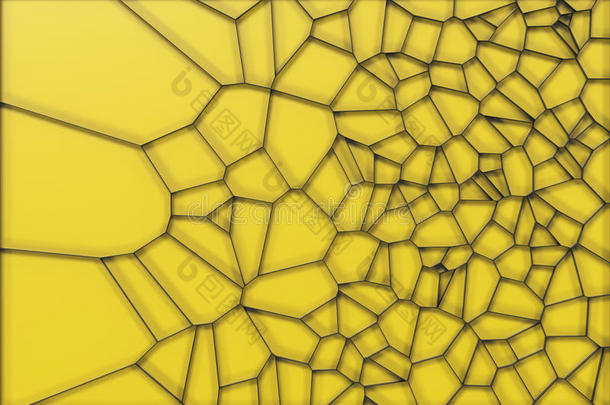 彩色背景上抽象的黑色三维Voronoi<strong>栅格</strong>