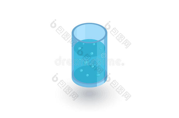 玻璃水等距平面图标。 三维矢量