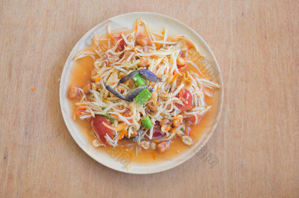 著名的泰国食物木瓜沙拉