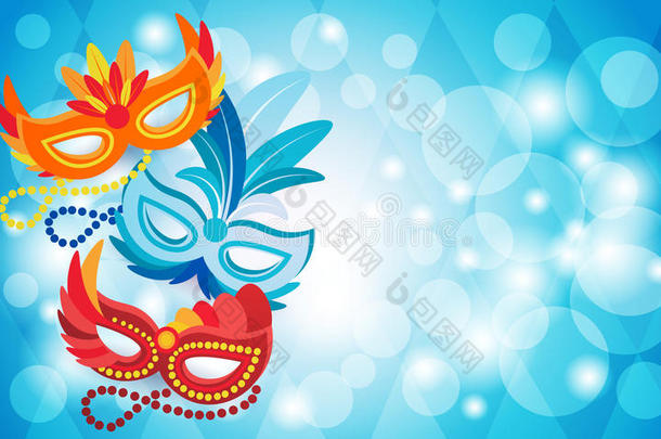 五颜六色的面具巴西狂欢节里约假日派对庆祝