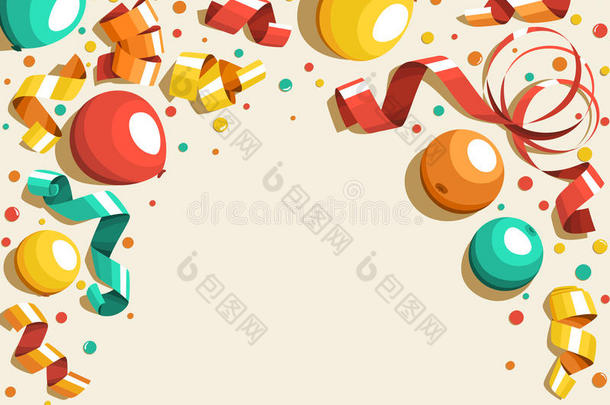 节日庆祝概念与彩色气球丝带和c