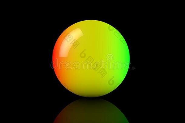 透明g大彩虹霓虹灯玻璃球体的三维渲染