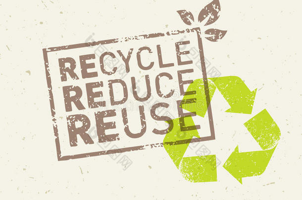 绿色循环减少再利用。 再生纸背景下的可持续生态矢量概念。