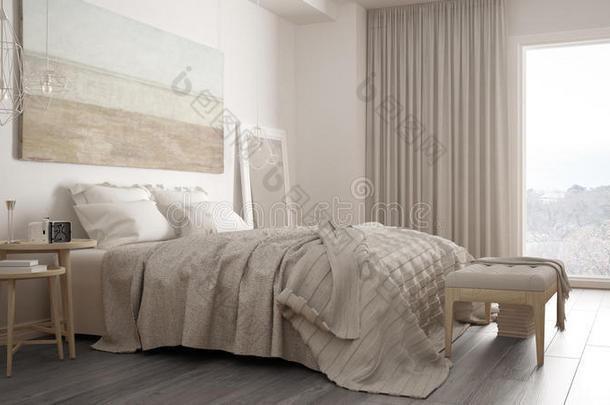 经典卧室，斯堪的纳维亚现代风格，简约的室内设计