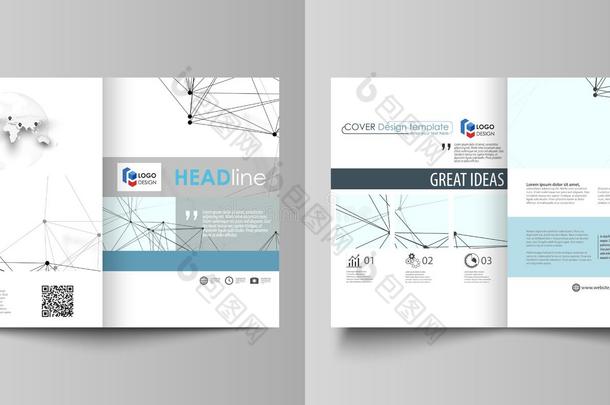 商业模板为双折小册子，传单，报告。 封面设计模板，矢量布局在A4大小。 化学
