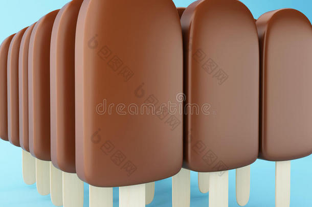 一套装满奶油的巧克力冰棒