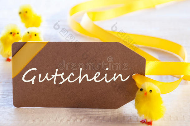 复活节标签，小鸡，Gutschein意味着代金券