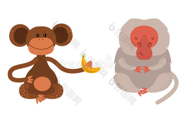 不同类型的猴子<strong>稀有动物</strong>载体集。