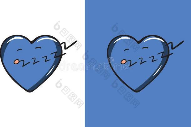 卡通睡眠表情在心脏形状。
