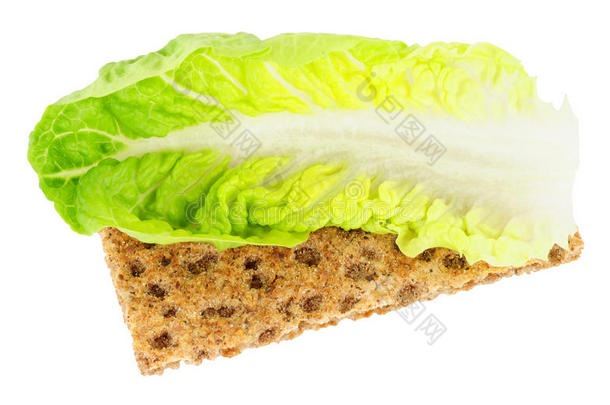 脆面包与生菜叶低热量饮食食物