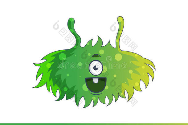 可爱的绿色怪物快乐。