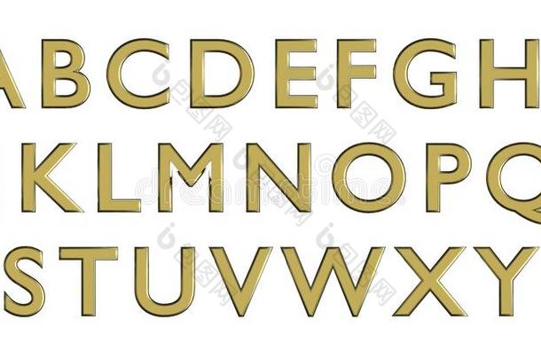 英文字母在<strong>金色</strong>大写字母，自定义3D<strong>字体</strong>变体。