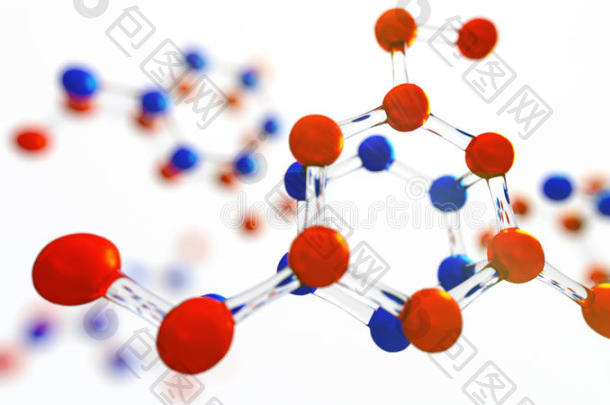 分子模型的三维图示分子和原子的科学背景-包图企业站