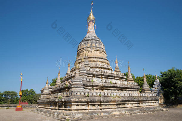 古代佛塔的佛教寺庙徐敦品特写。 巴根，缅甸
