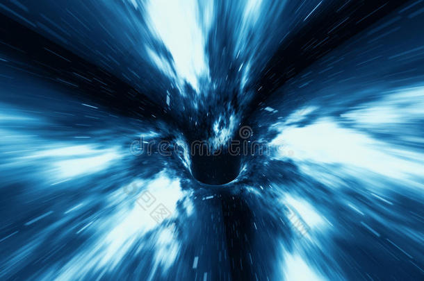 抽象速度隧道在空间、虫洞或黑洞中的翘曲，克服宇宙中临时空间的场景，3D