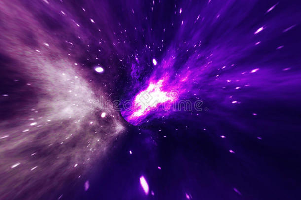 抽象速度隧道在空间、虫洞或黑洞中翘曲，克服宇宙中临时空间的场景。 3D