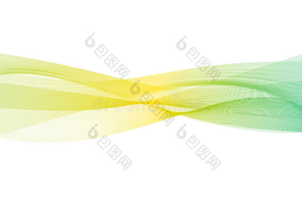 抽象透明黄绿色梯度波背景。 烟雾效果设计元素壁纸。 现代设计eps10