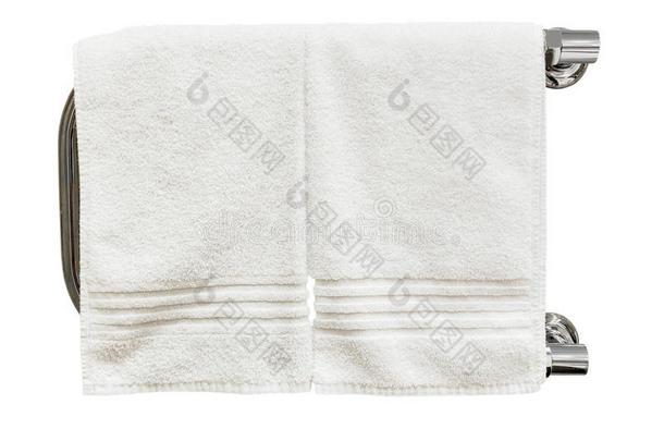 清洁毛巾干燥在加热毛巾栏杆上隔离