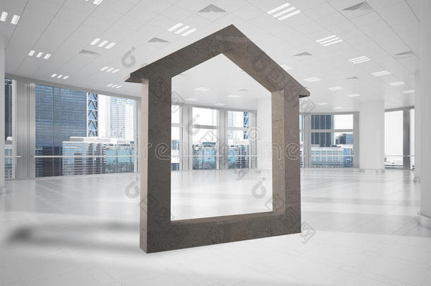 现代办公室内混凝土家居标志的概念背景图像