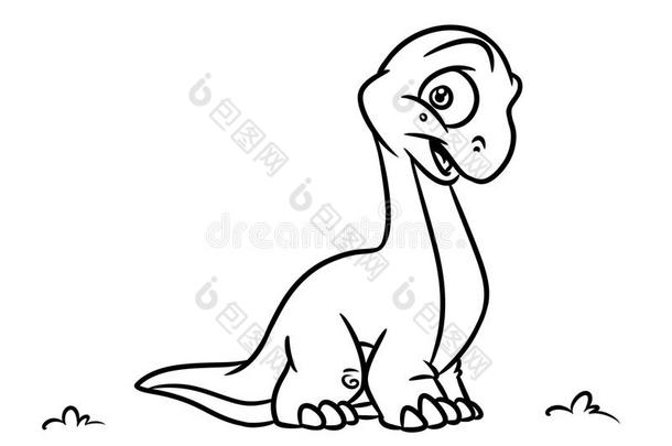 恐龙双焦着色页面卡通插图