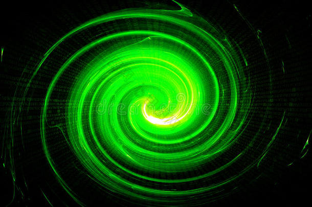 绿色圆形辉光波。 科幻或游戏背景。