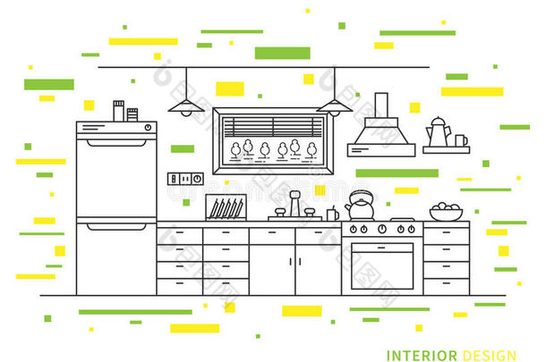 现代设计师厨房内部空间的设计说明