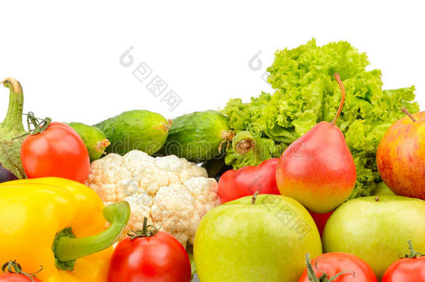 <strong>水果</strong>和蔬菜用白色隔离