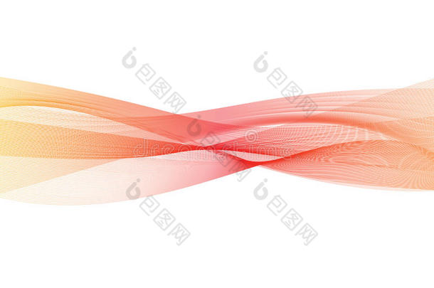 抽象透明橙红色梯度波背景。 烟雾效果设计元素壁纸。 现代设计eps10