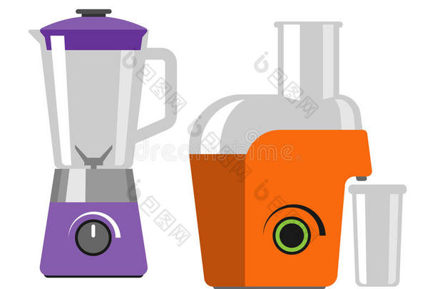 电动搅拌机餐具隔离矢量插图厨房用具和榨汁机制造商符号电动工具