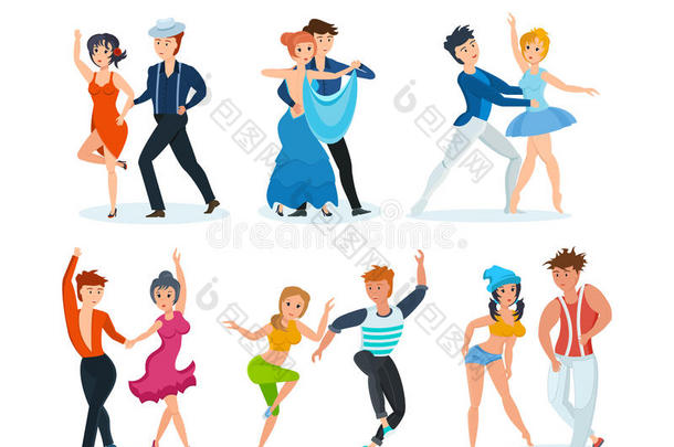 情侣表演舞蹈，华尔兹，探戈，芭蕾，桑巴舞，流行，嘻哈舞。