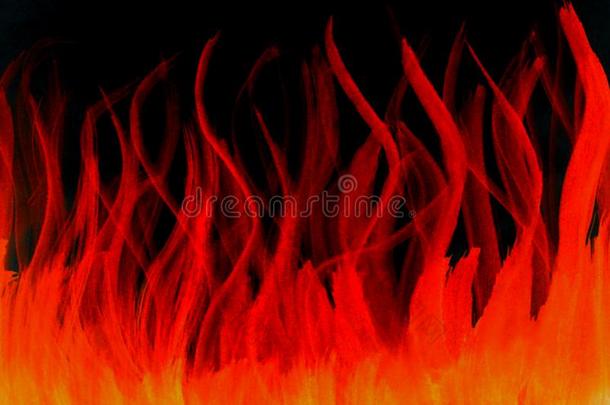 火焰<strong>炽热</strong>的红色橙色水彩画孤立