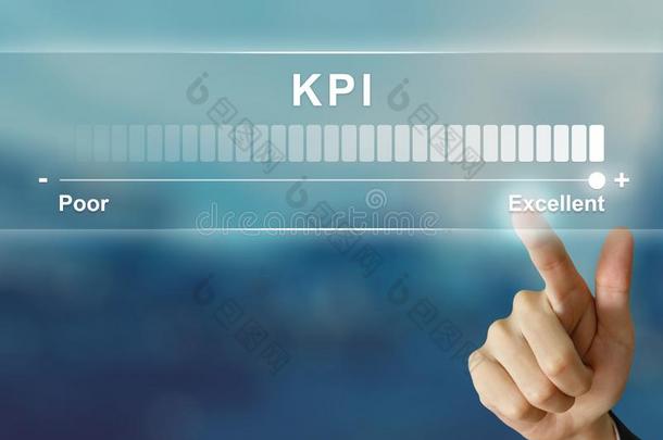 业务手点击优秀的KPI在虚拟屏幕上