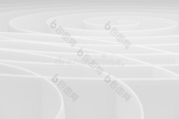 抽象白色弯曲边框线背景与波浪相交线三维插图