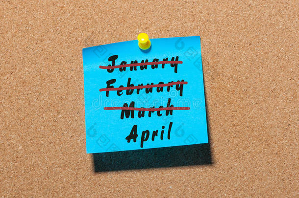 愚人节`愚人节。 第二个春季月日历概念。 穿过三月、二月和一月