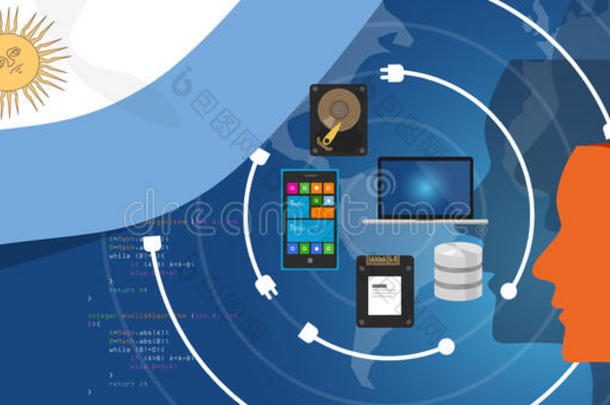 阿根廷IT信息技术数字基础设施通过互联网网络使用计算机连接业务数据
