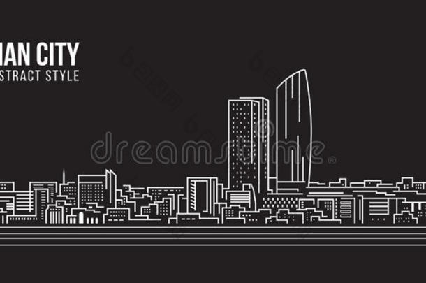 城市<strong>景观建筑</strong>线艺术矢量插图设计-阿曼城市