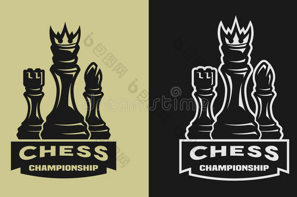 国际象棋锦标赛，徽章，标志。
