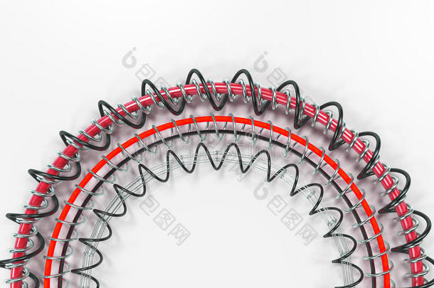 白色背景上由环和螺旋组成的同心形状