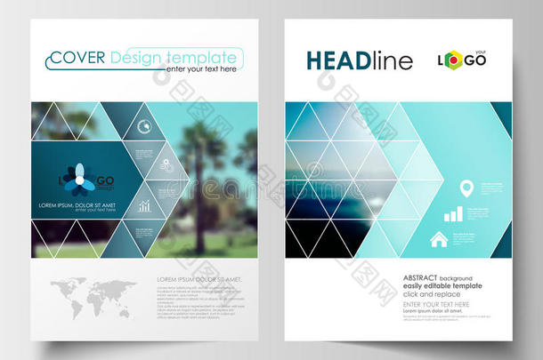 小册子、杂志、传单、小册子的商业模板。 封面设计，抽象平面风格旅游装饰布局在