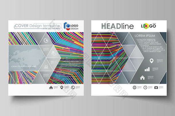广场<strong>设计手册</strong>、杂志、传单的商业模板。 传单封面，抽象矢量布局。 明亮的颜色