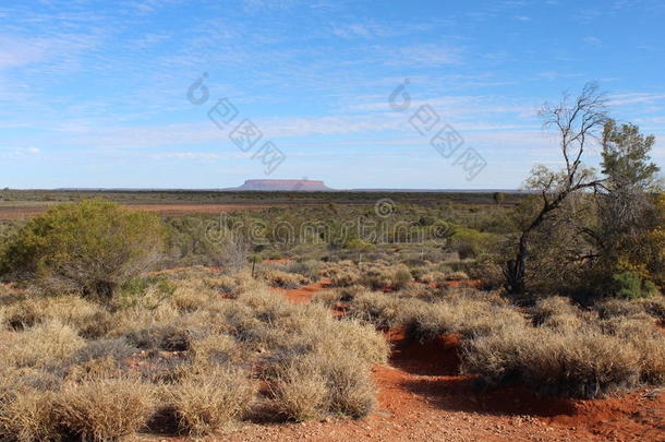 从远处看，康纳山在澳大利亚北部领土的背面