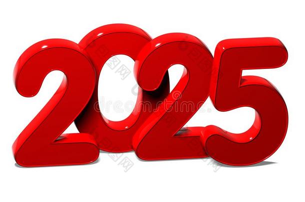 三维红色新年2025白色背景