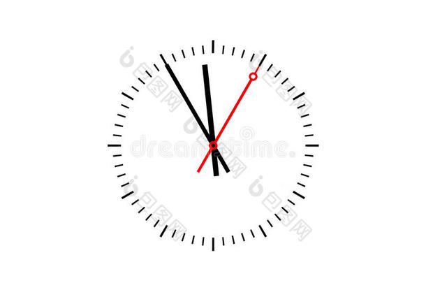 时钟刻度盘显示时间5在12点之前