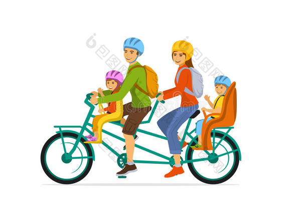 积极的家庭旅行与串联自行车