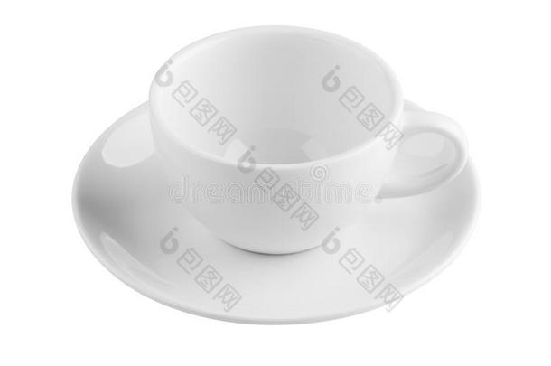 空的白色咖啡杯隔离在白色背景与路径